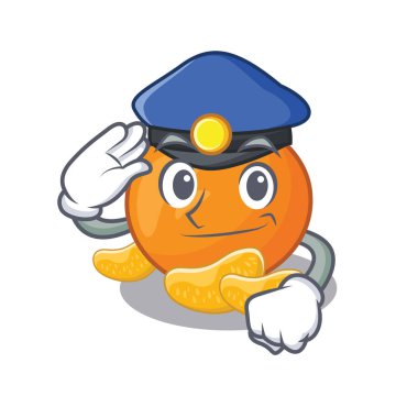 Karakter plaka üzerinde Polis mandalina meyve dilimleri