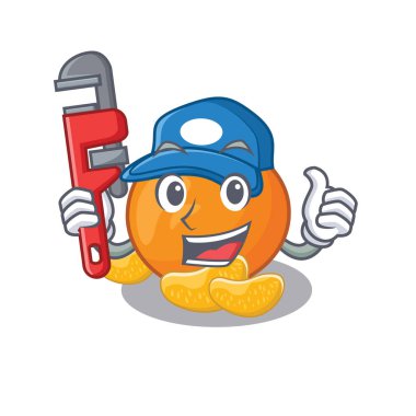 Karikatür ile izole Tesisatçı mandalina