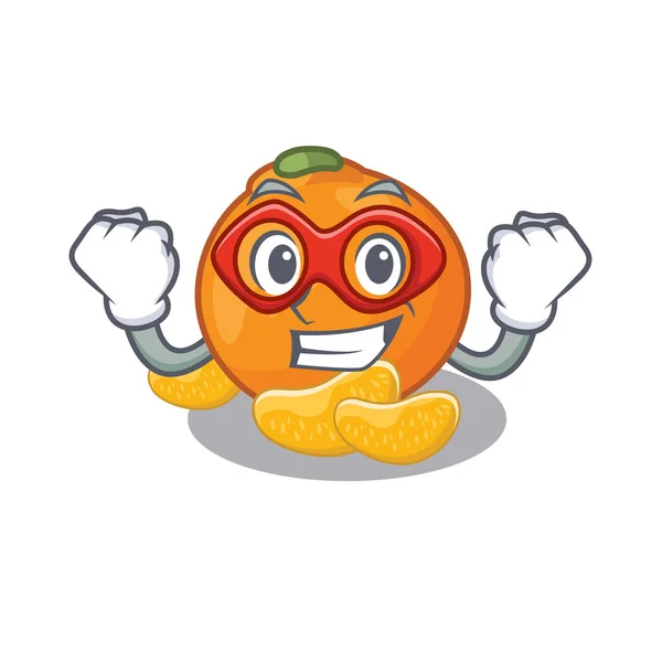 Super hero tangerine disimpan dalam kulkas kartun - Stok Vektor