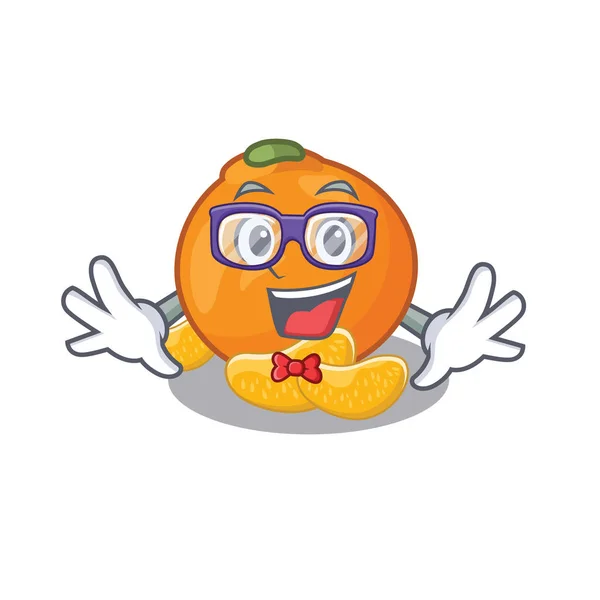 Geek tangerine ถูกเก็บไว้ในตู้เย็นการ์ตูน — ภาพเวกเตอร์สต็อก