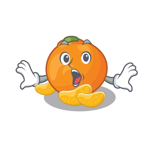Zaskoczona mandarynka w kształcie maskotki — Wektor stockowy