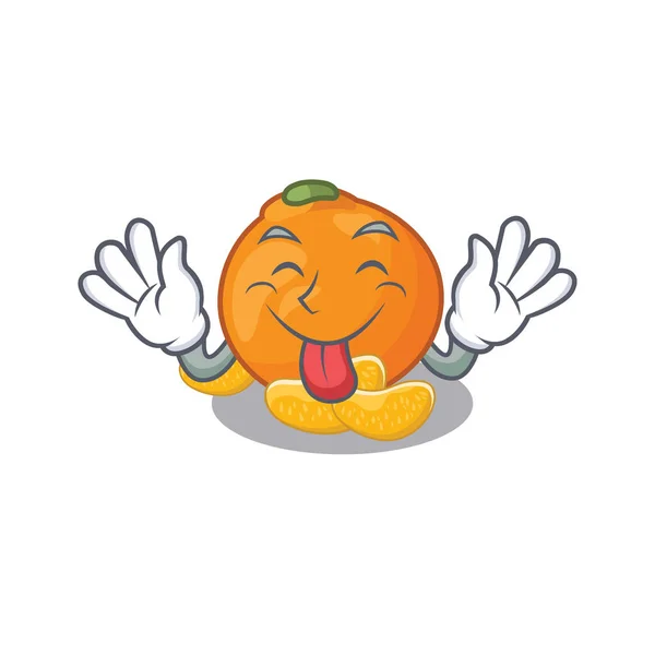 ลิ้นออก tangerine ที่โดดเดี่ยวด้วยในการ์ตูน — ภาพเวกเตอร์สต็อก