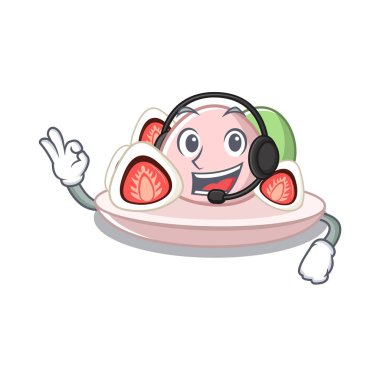 Kulaklık ichigo daifuku ile maskot kase servis