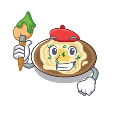 Sanatçı humus maskot tavada pişirilir