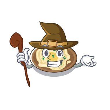 Bir çizgi film plaka üzerinde Cadı humus