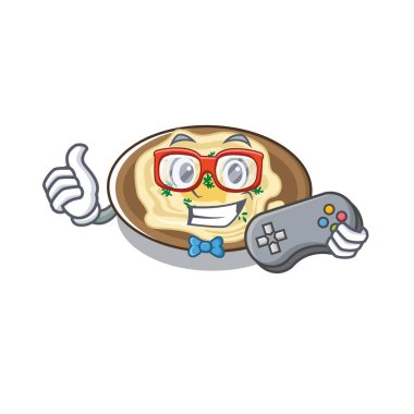 Bir karikatür plaka üzerinde Gamer humus