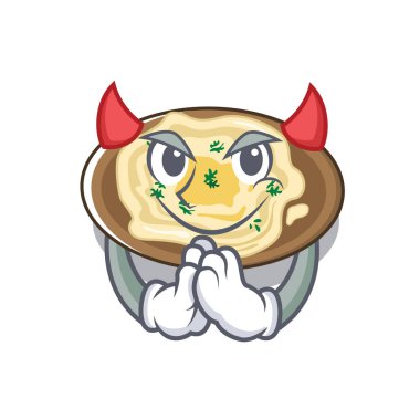 Bir karikatür plaka üzerinde Şeytan humus