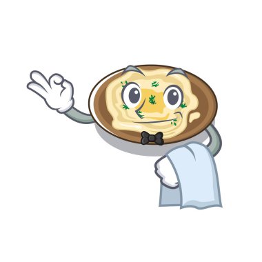 Bir karikatür plaka üzerinde Garson humus