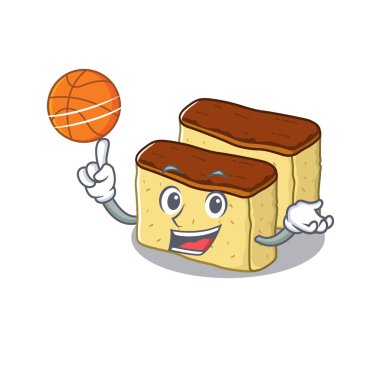 Karikatür izole basketbol castella kek ile