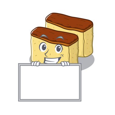 Karikatür izole kurulu castella kek ile Grinning