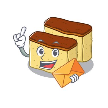 Karikatür tepsisinde hazırlanan zarf castella kek ile