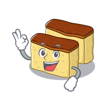 Tamam castella kek karikatür tepside hazırlanan