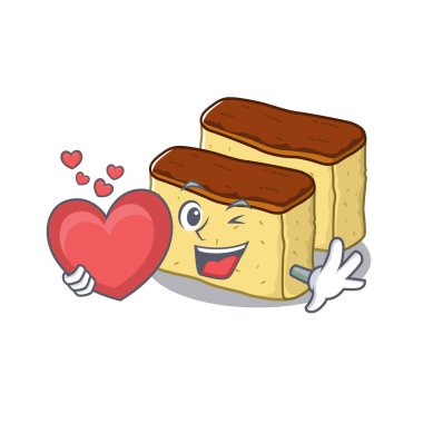 Maskot şeklinde kalp castella kek ile
