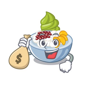 Para çantası anmitsu ile karikatür kase servis edilir