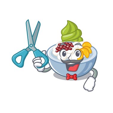 Berber anmitsu karikatür kase servis edilir