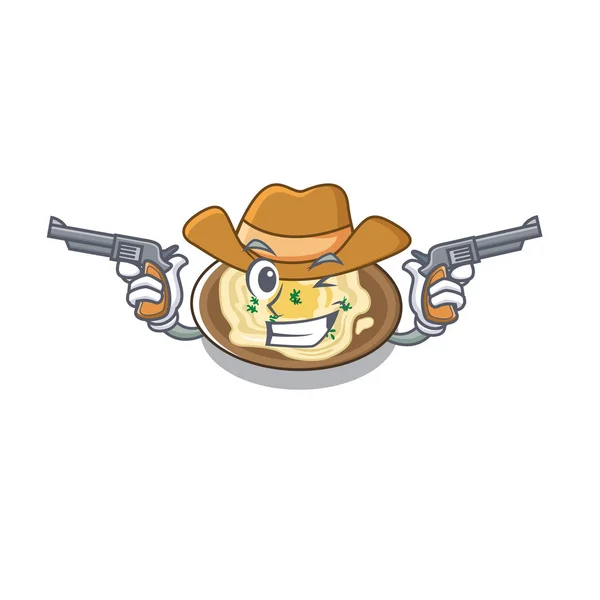 Cowboy hummus est cuit dans la casserole de mascotte — Image vectorielle