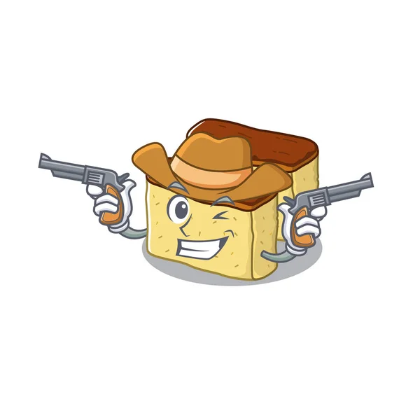 Cowboy gâteau castella isolé dans le dessin animé — Image vectorielle