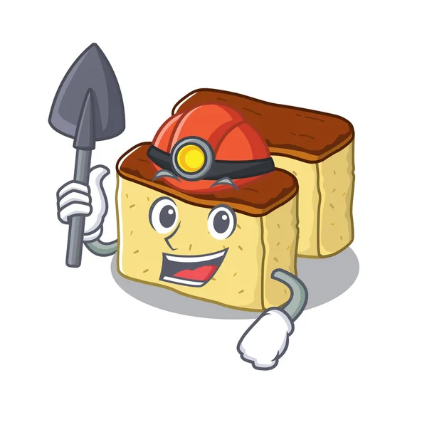 Pastel de castella minero en forma de mascota — Vector de stock