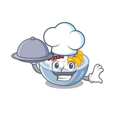 Gıda anmitsu ile Şef maskot ile izole