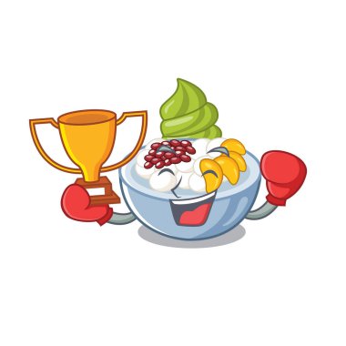 Bir tabakta boks kazanan anmitsu karikatür şekli