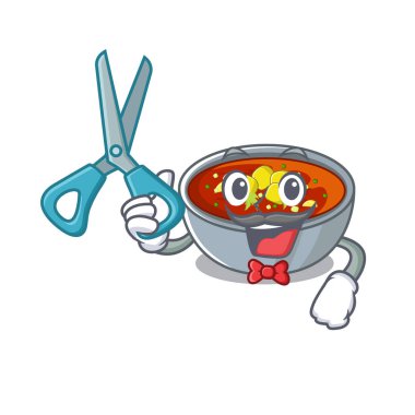 Berber gazpacho karikatür kase içine dökülür