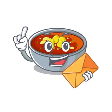 Zarf gazpacho ile karikatür plaka servis edilir