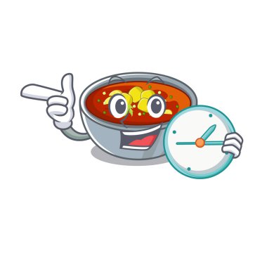 Saat gazpacho ile karikatür plaka servis edilir