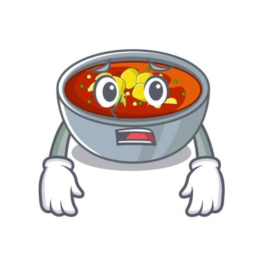 Ahşap masa karakteri üzerinde Korkmuş gazpacho yemekleri