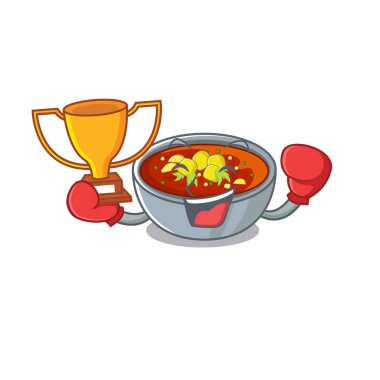 Boks kazanan gazpacho maskotu ile izole