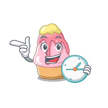 Maskot tepsisinde saat kakigori kase yerleri ile