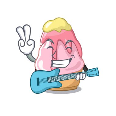 Karikatür şeklinde gitar kakigori ile