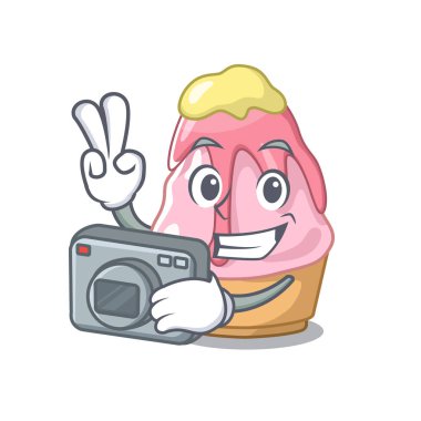 Karikatür şeklinde fotoğrafçı kakigori