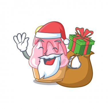 Noel Baba ile hediye kakigori karikatür ile izole