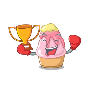 Boks kazanan kakigori karikatür ile izole