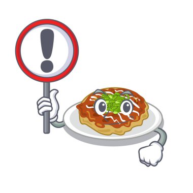 işareti okonomiyaki ile karikatür tavada pişirilir