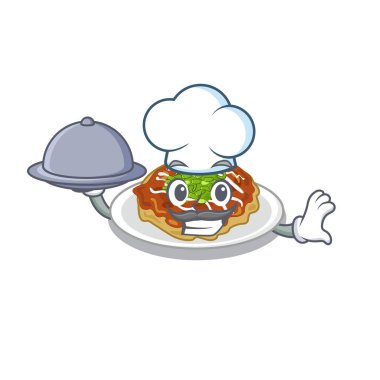 Gıda okonomiyaki ile Şef karakteri ile izole