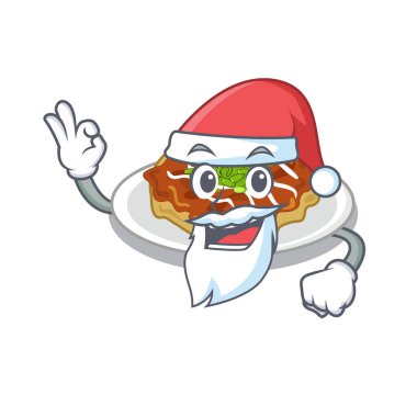 Santa okonomiyaki karikatür plaka servis edilir