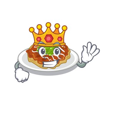 Kral okonomiyaki karikatür plaka üzerinde servis edilir