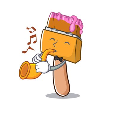 Karikatür izole trompet boya fırçası ile