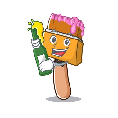 Depoda bira karakteri boya fırçaları ile