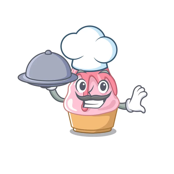 Chef com comida kakigori com a forma de desenho animado — Vetor de Stock