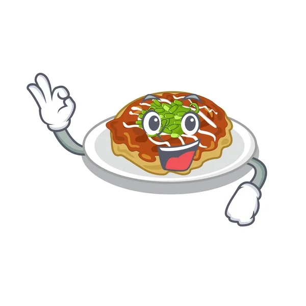 Okay okonomiyaki in the a mascot shape — Stock Vector