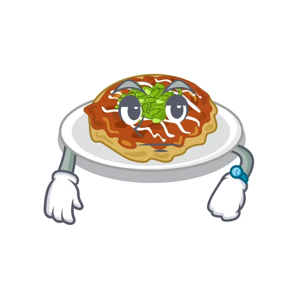 In attesa okonomiyaki è servita su piatto del fumetto — Vettoriale Stock