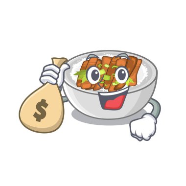 Para çantası donburi maskot ile izole ile