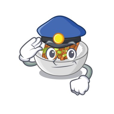 Polis donburi maskot ile izole