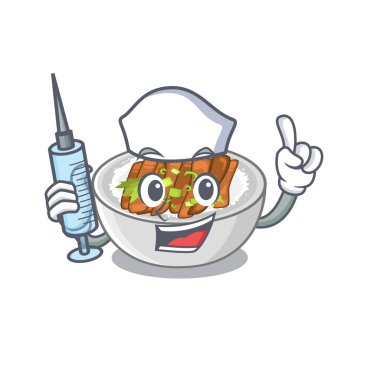 Hemşire donburi karikatür kase servis edilir