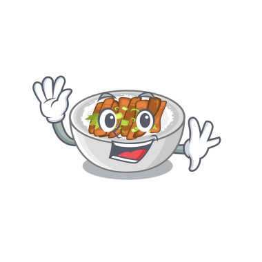 Waving donburi karikatür kase servis edilir