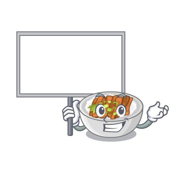 Maskot ile izole kurulu donburi getir