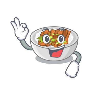 Tamam donburi karikatür kase servis edilir