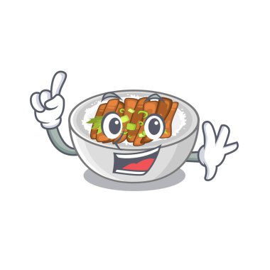 Bir tablo ahşap karikatür yukarıda Parmak donburi